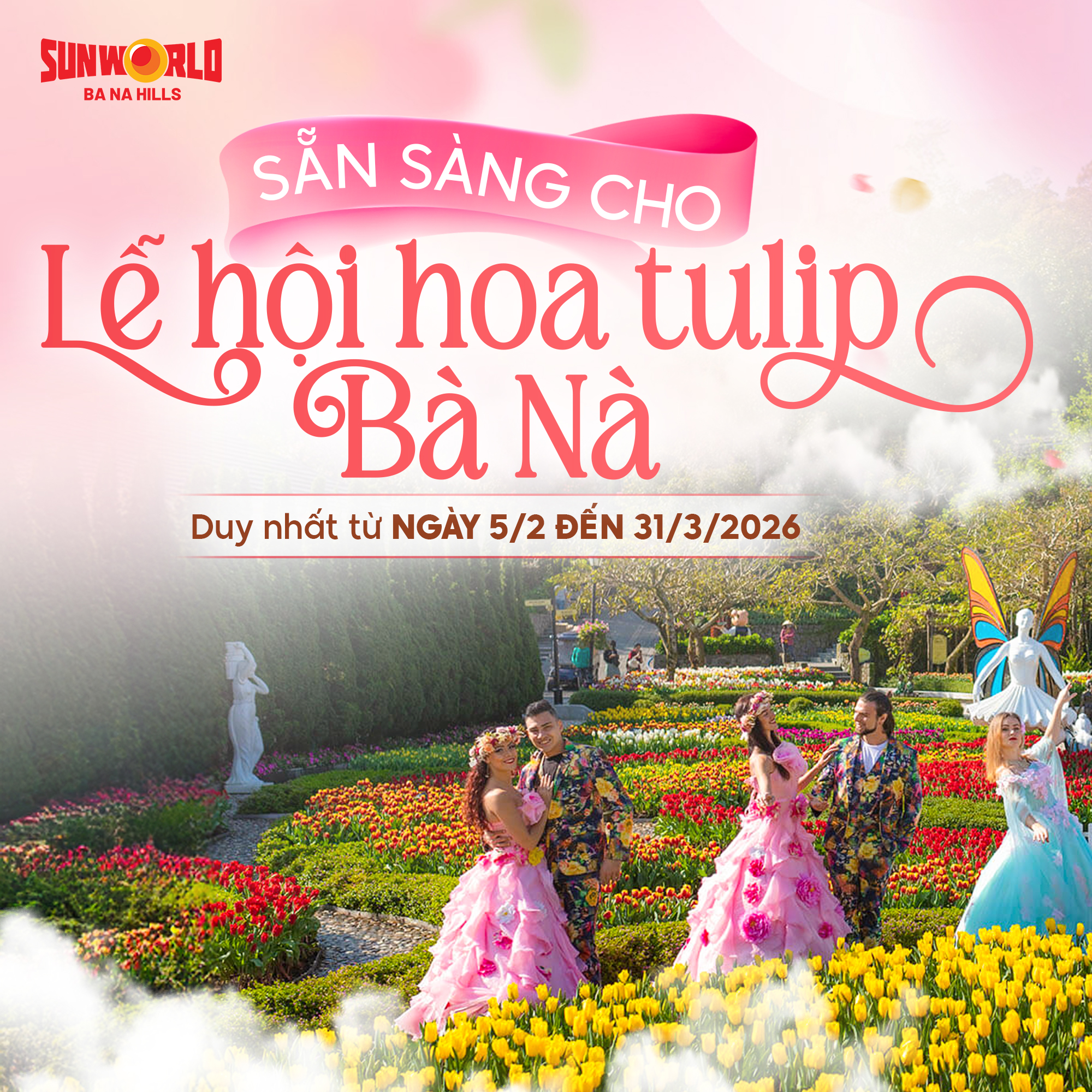 Lễ hội hoa Tulip Bà Nà Hills trở lại vào Tháng 2 2026
