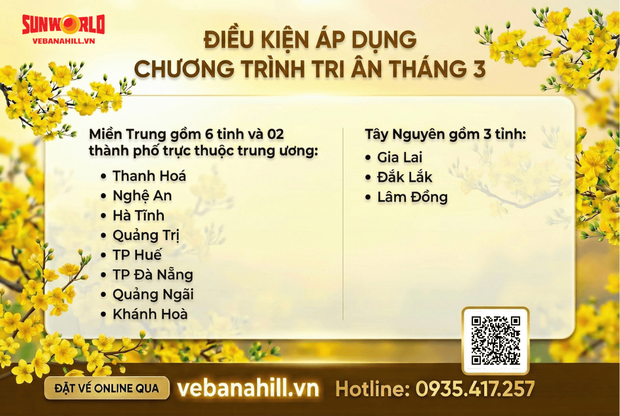 Điều kiện áp dụng chương trình tri ân tháng 3 tại Bà Nà Hills.