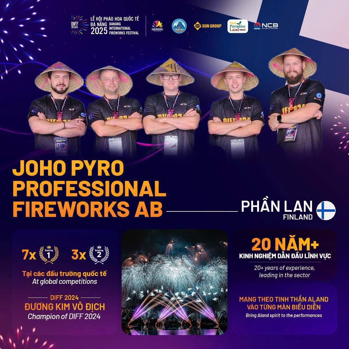 Nhóm Joho Pyro từ Phần Lan tham gia lễ hội pháo hoa quốc tế tại Đà Nẵng.