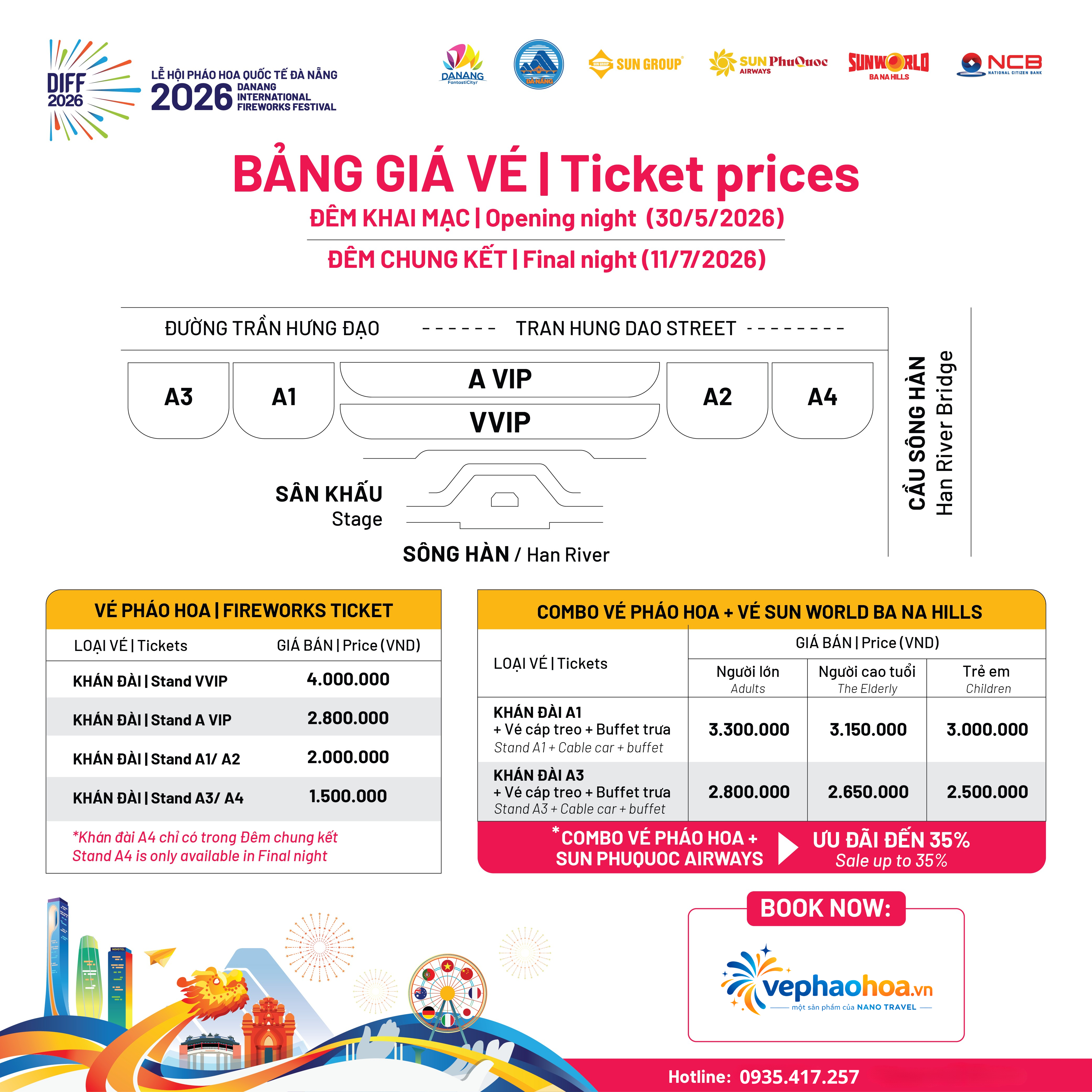 Giá Vé Pháo Hoa Đà Nẵng 2026 – Bảng Giá DIFF Mới Nhất