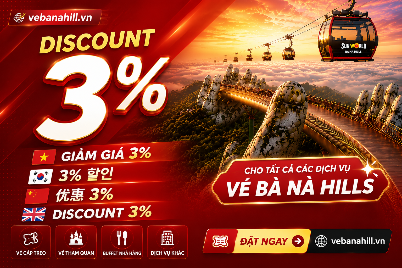 vebanahill.vn giảm giá 3% cho mọi đơn vé
